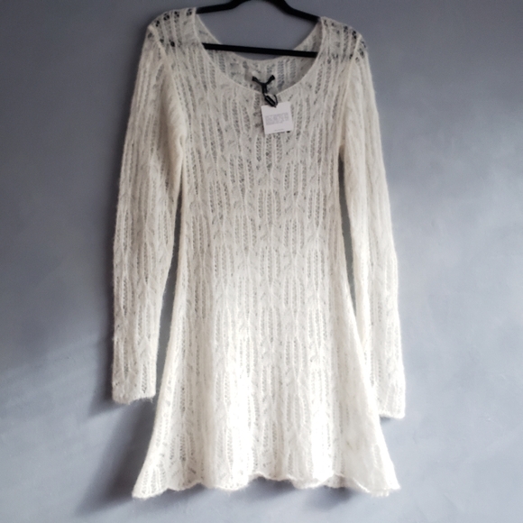 NWT SARAH PACINI KNEE LENGTH ALPACA WHITE KNIT DRESS, ONE SIZE - Picture 14 of 14